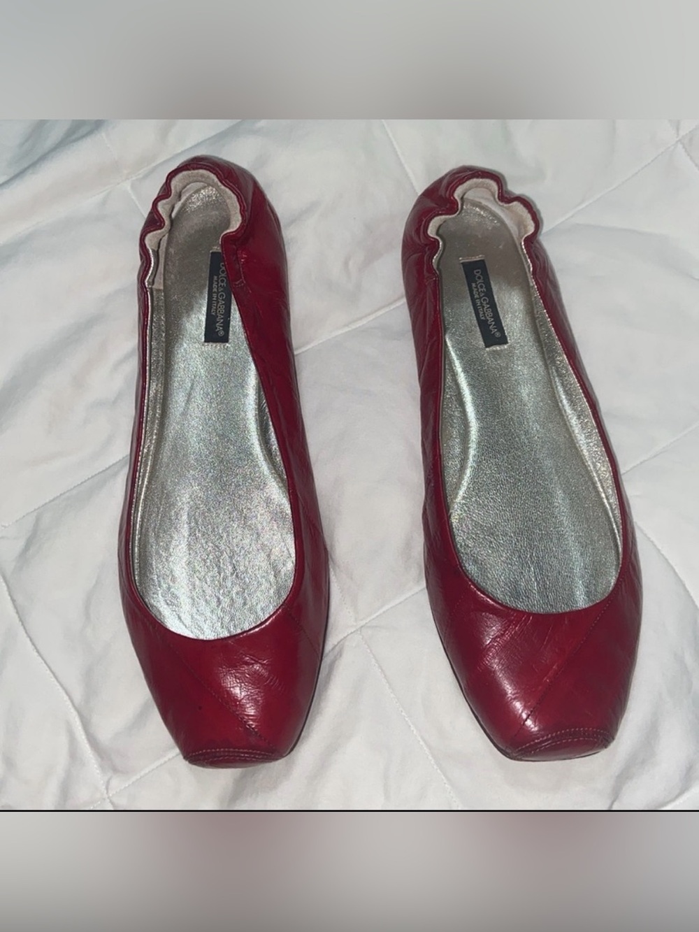 RARE Vintage Dolce & Gabbana red eel skin ballet flats